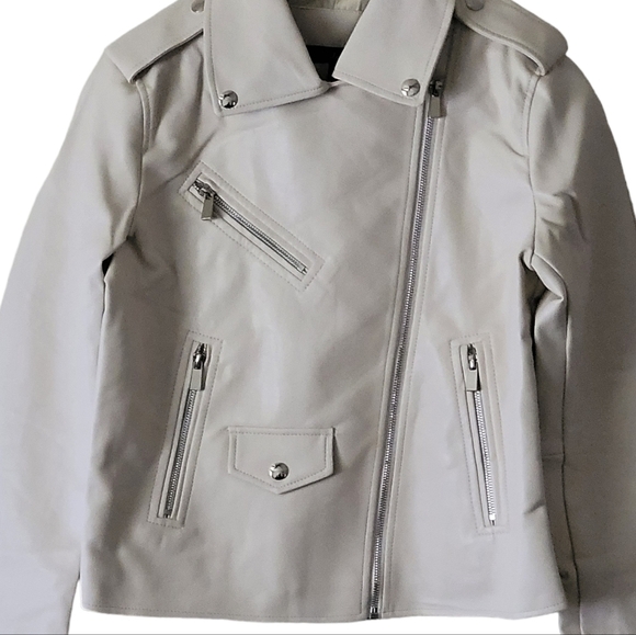 Lulus Beige Vegan Leather Moto Jacket Small - Picture 3 of 10
